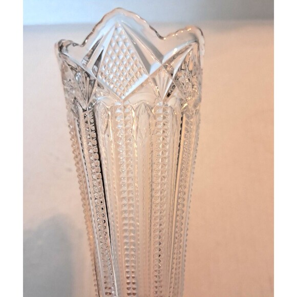 Clear Cut Glass Trumpet Footed Bud Vase 8.5" - Picture 5 of 13